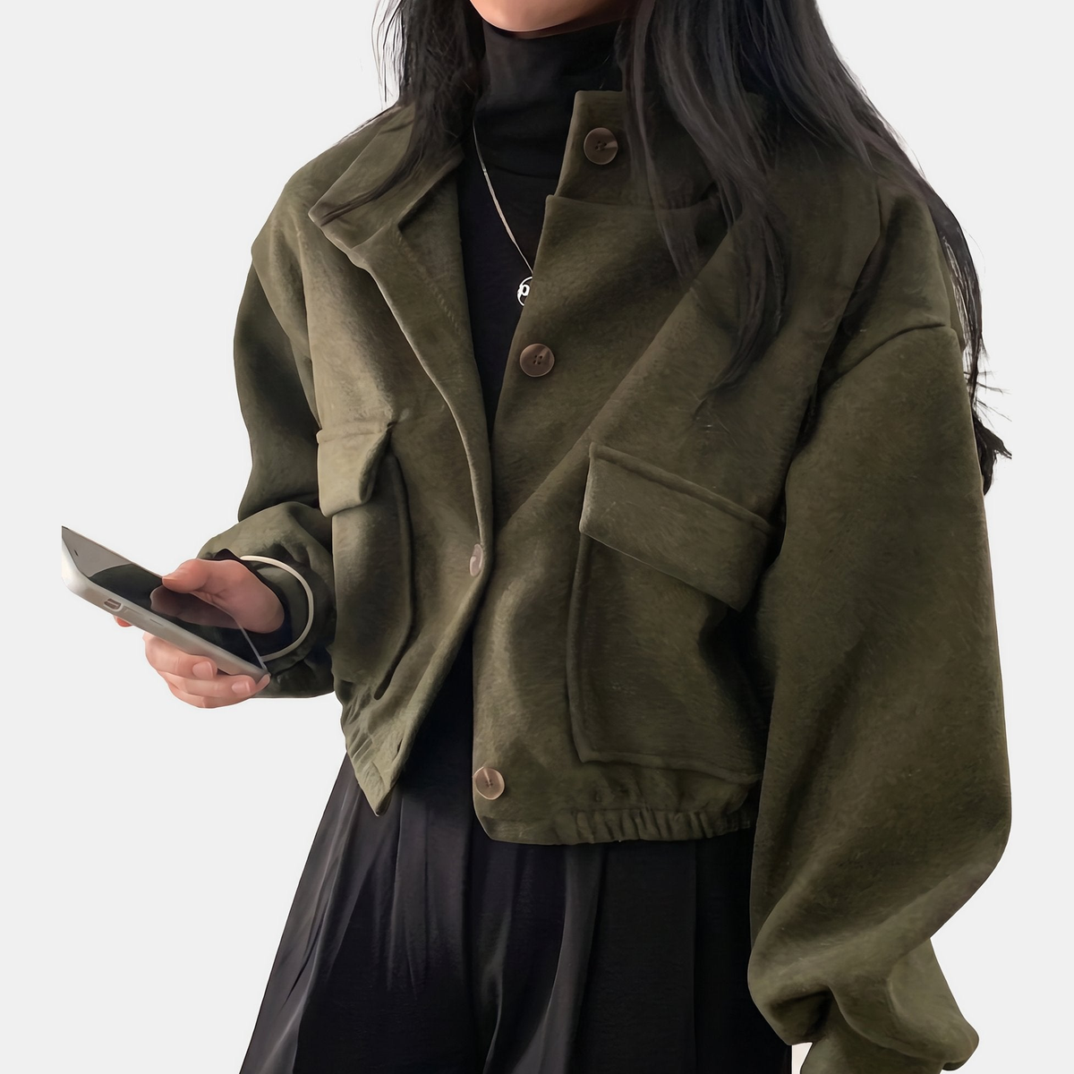Ottoline Cropped Stand Collar Bomber Jacket - image 4