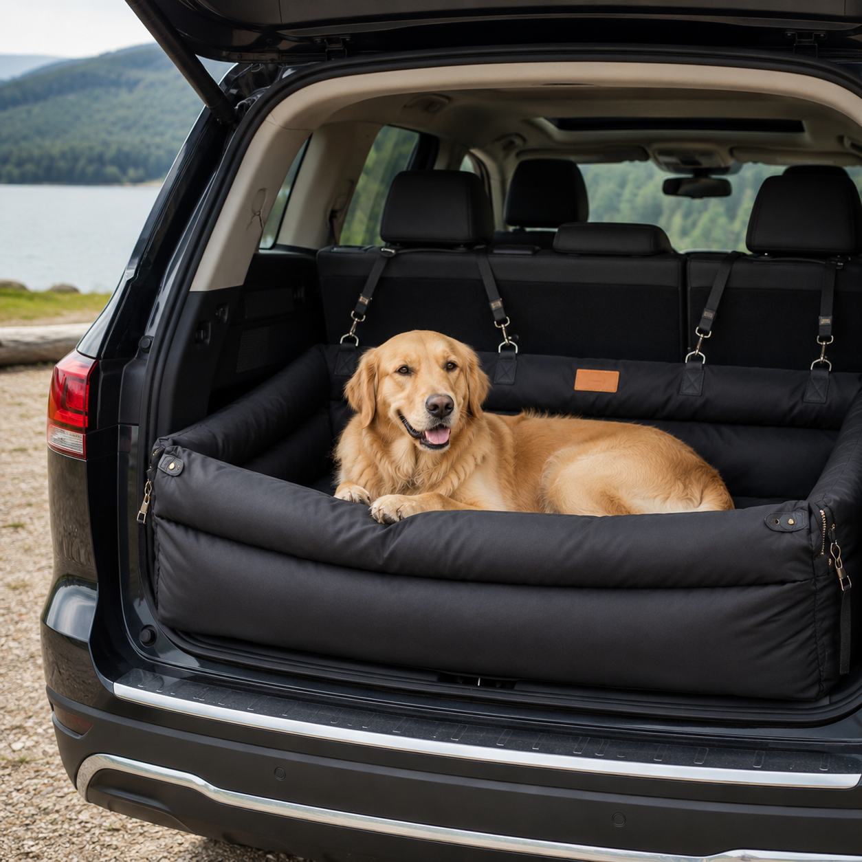 Waterproof Dog Car Seat Bed – Padded Travel Bed for Dogs