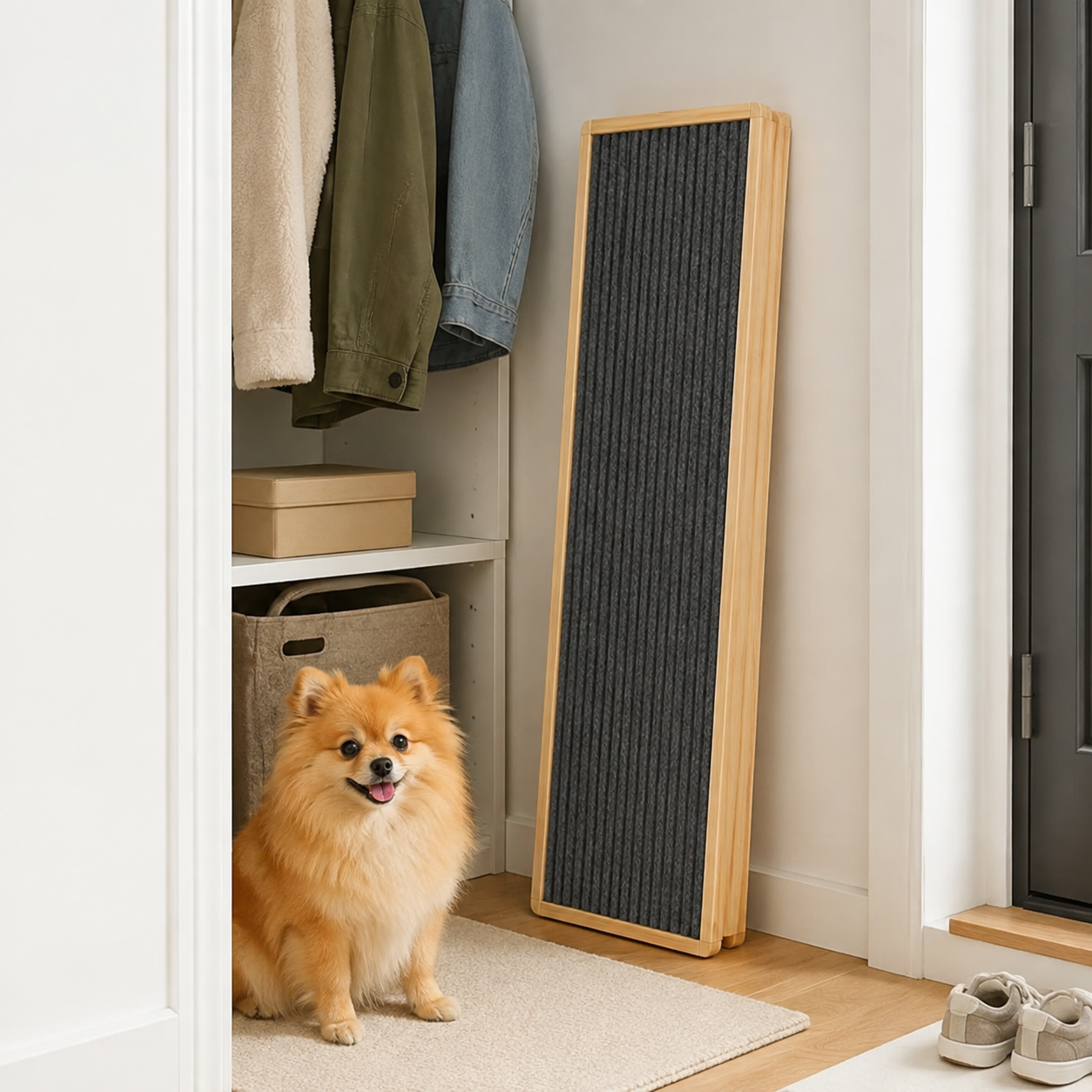 Adjustable Wooden Dog Ramp for Bed, Couch & Car – Foldable Non-Slip Pet Ramp for Small, Large & Senior Dogs, 132 lb Capacity