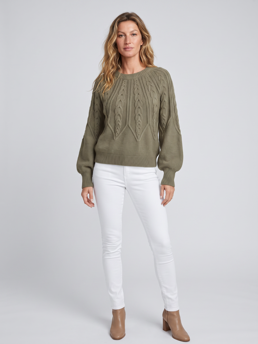 Cable Knit Balloon Sleeve Sweater
