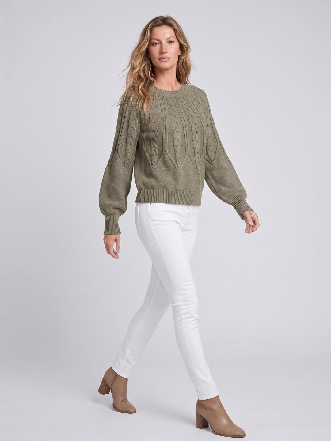 Cable Knit Balloon Sleeve Sweater