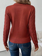Cable Knit Sleeve V-Neck Pullover