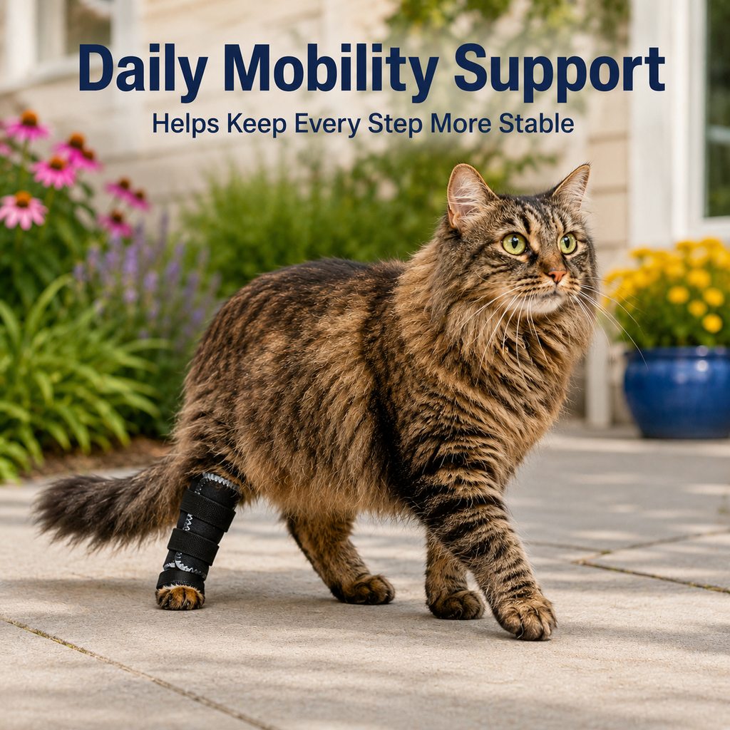 Cat Leg Support Brace for Recovery Care - Adjustable Front or Hind Leg Splint for Weak Legs