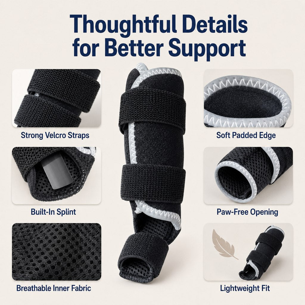 Cat Leg Support Brace for Recovery Care - Adjustable Front or Hind Leg Splint for Weak Legs