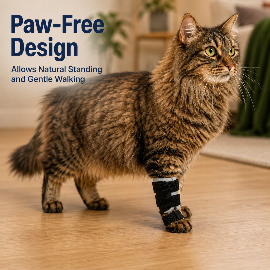 Cat Leg Support Brace for Recovery Care - Adjustable Front or Hind Leg Splint for Weak Legs