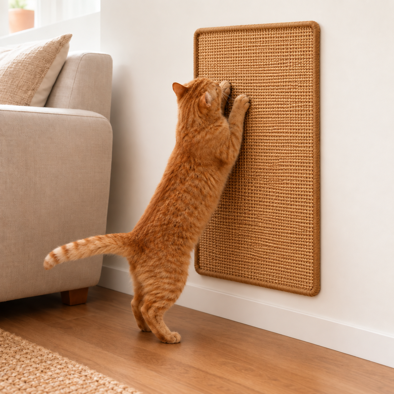 Durable Sisal Cat Scratching Board with Stable Design | Space-Saving Solution for Sofa and Wall Protection