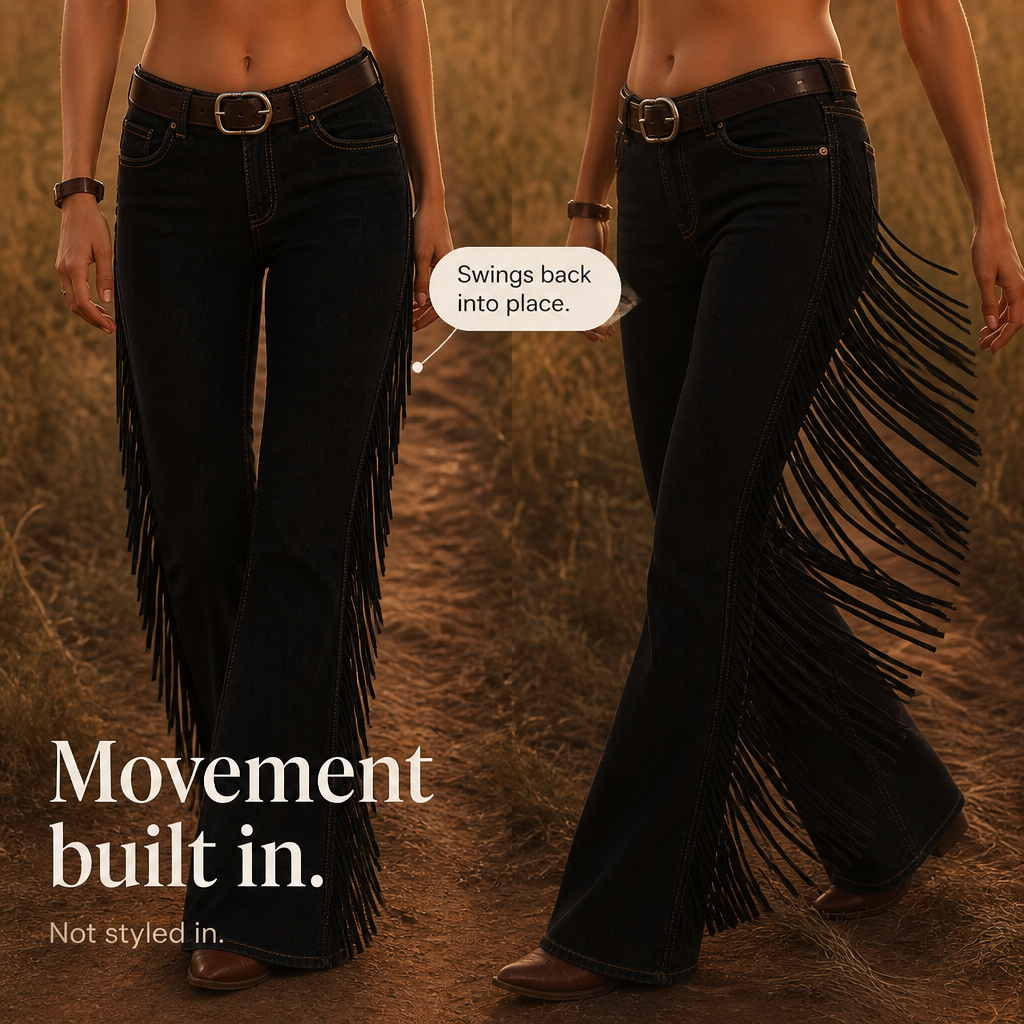 Elarosa – Western Fringe Suede Fringe Flare Pants