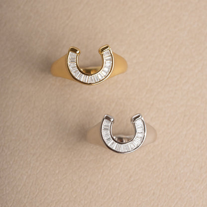 Lucky Gold Horseshoe Statement Ring