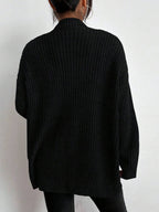 Chunky Ribbed Open Front Cardigan with Side Splits