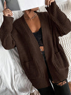 Chunky Ribbed Open Front Cardigan with Side Splits