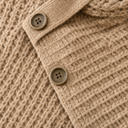 Cowl & Cozy – Asymmetric Cowl-Neck Button-Side Sweater