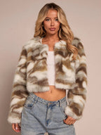 Collarless Plush Cropped Evening Jacket
