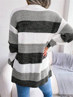 Color Block Stripe Open Front Cardigan