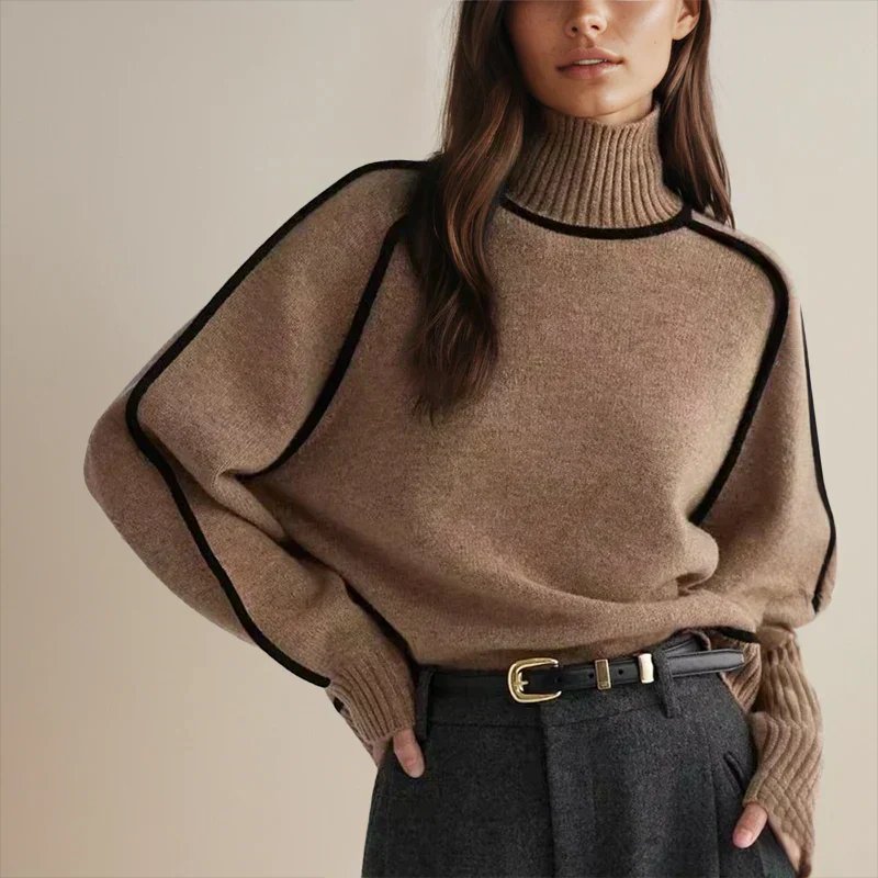 Colorblock Turtleneck Sweater