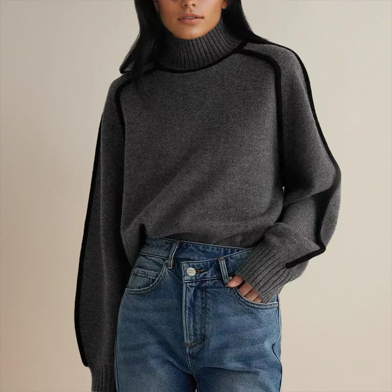Colorblock Turtleneck Sweater