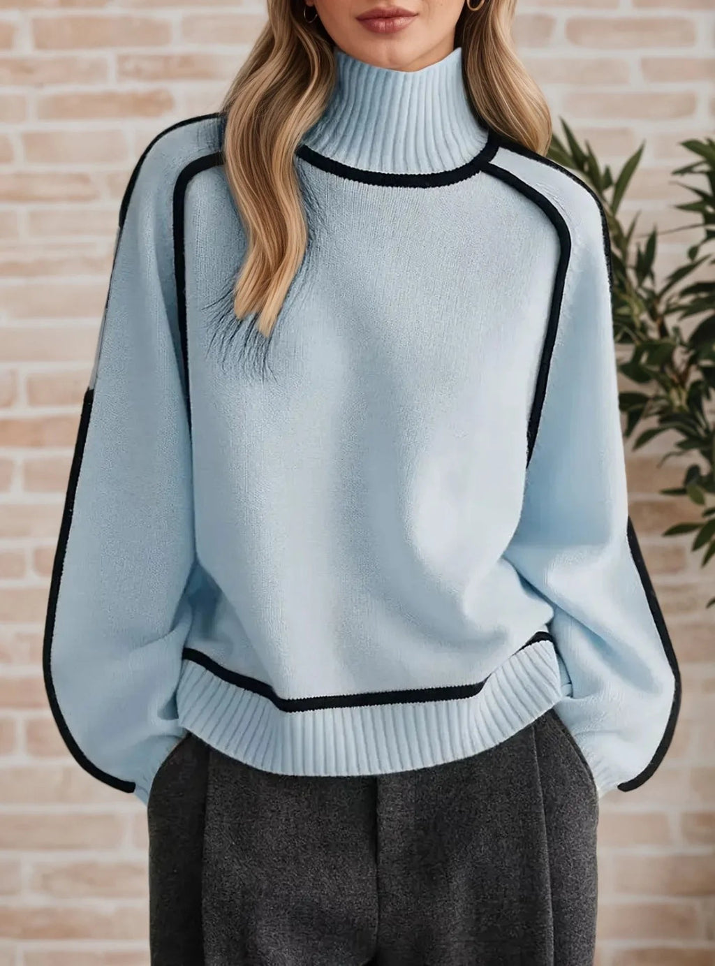 Colorblock Turtleneck Sweater