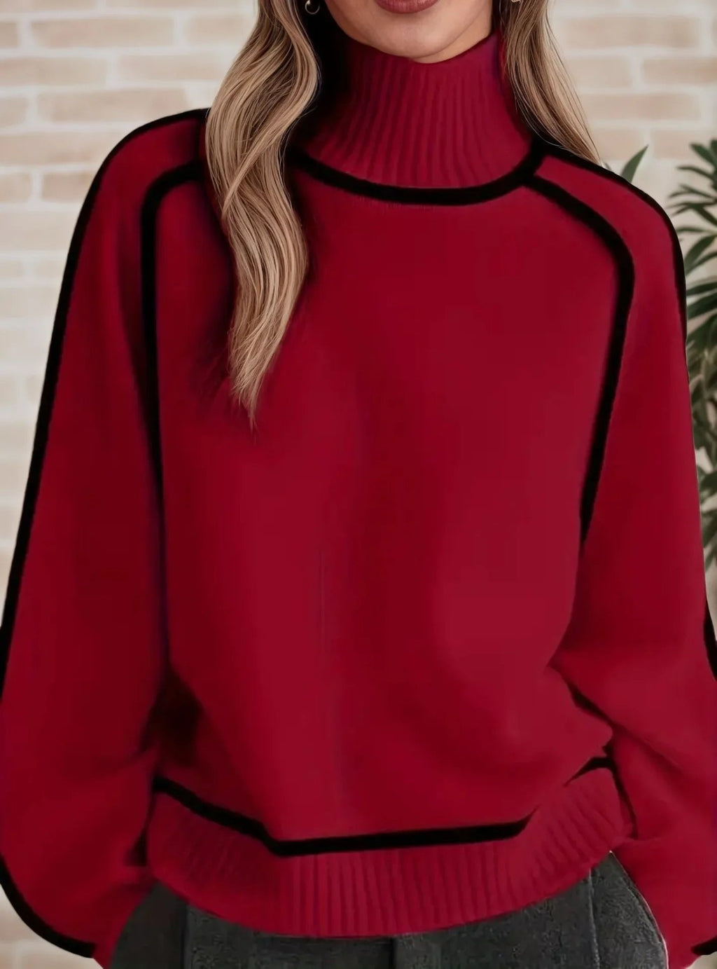 Colorblock Turtleneck Sweater