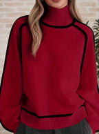 Colorblock Turtleneck Sweater