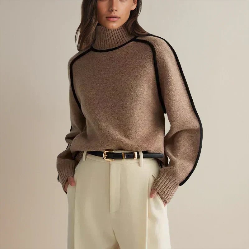 Colorblock Turtleneck Sweater