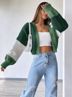Colourblock Open Front Cropped Cardigan
