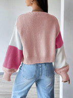 Colourblock Open Front Cropped Cardigan