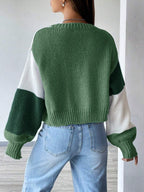 Colourblock Open Front Cropped Cardigan