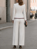 Contrast Piping Blazer & Trouser Set