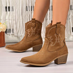 Contrast Stitch Western Ankle Boots