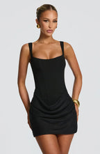 Women's Corset Mini Dress, Square Neckline, Ruched Skirt