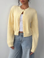 Cropped Button Front Cardigan