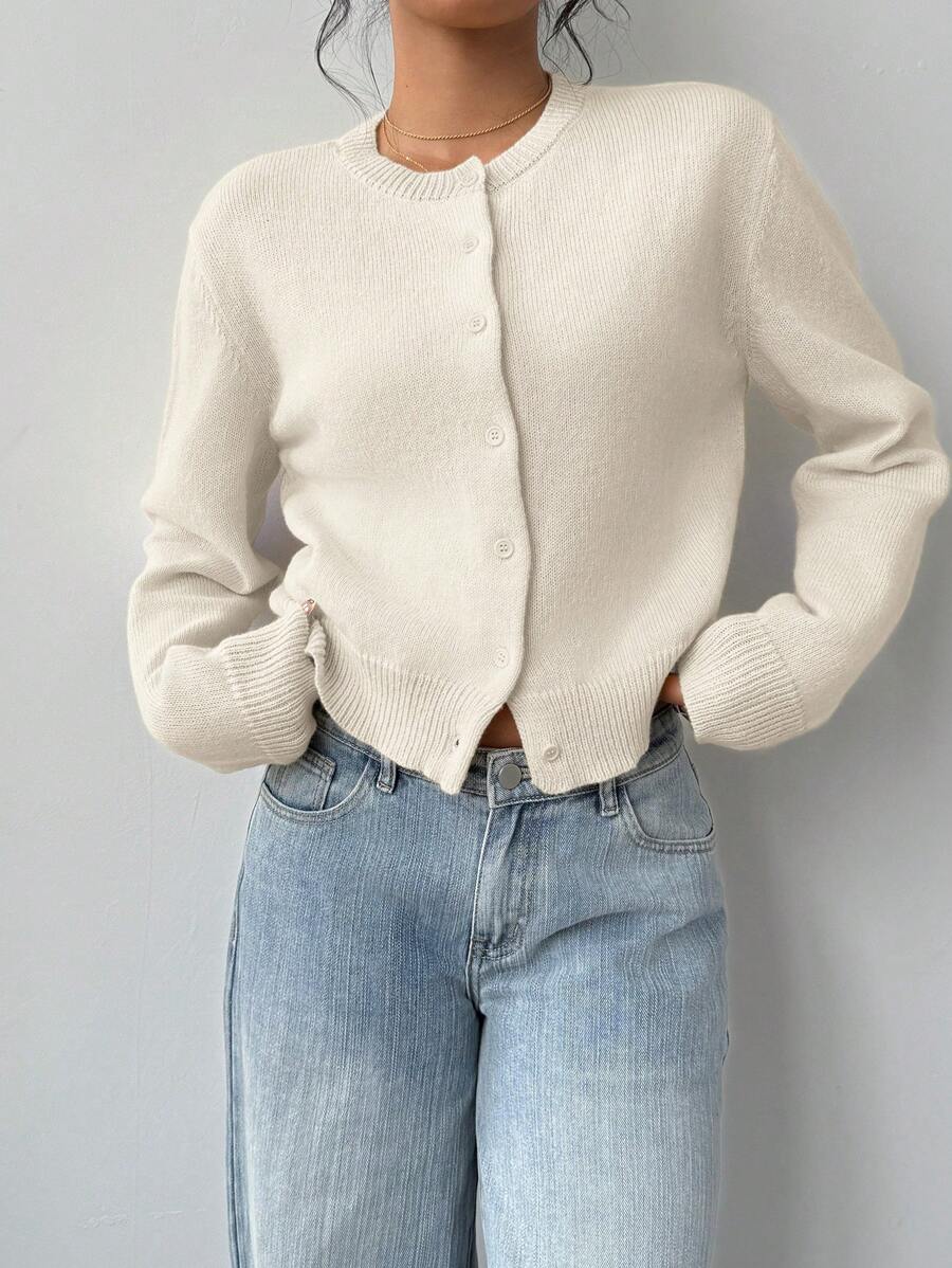 Cropped Button Front Cardigan