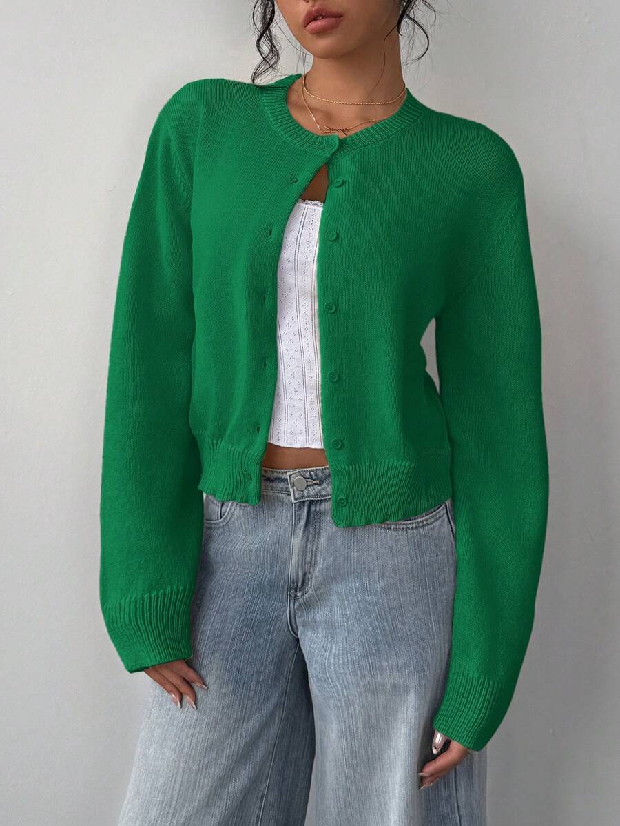 Cropped Button Front Cardigan