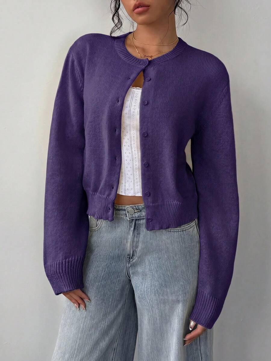 Cropped Button Front Cardigan