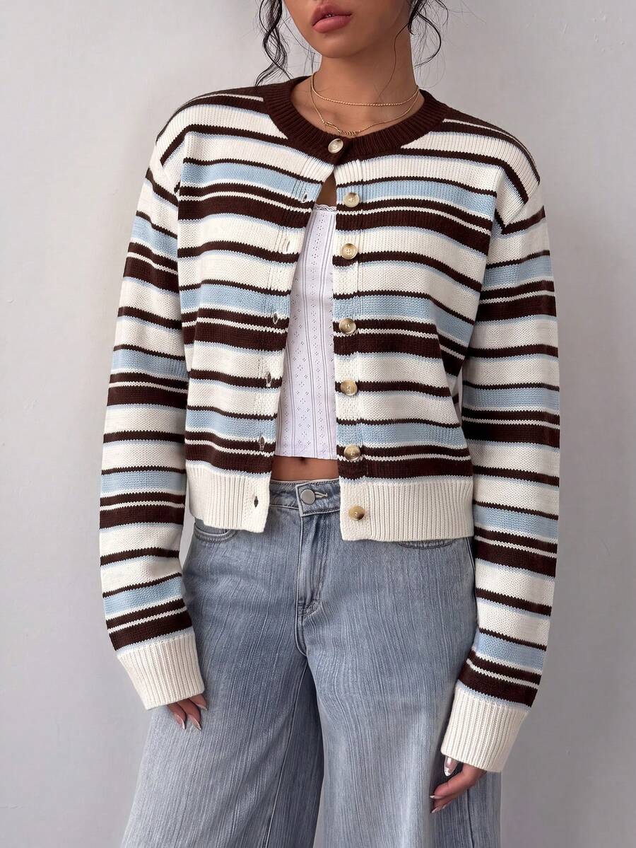 Cropped Button Front Cardigan