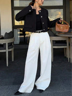 Cropped Textured Button Front Jacket