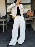 Cropped Textured Button Front Jacket