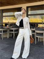 Cropped Textured Button Front Jacket