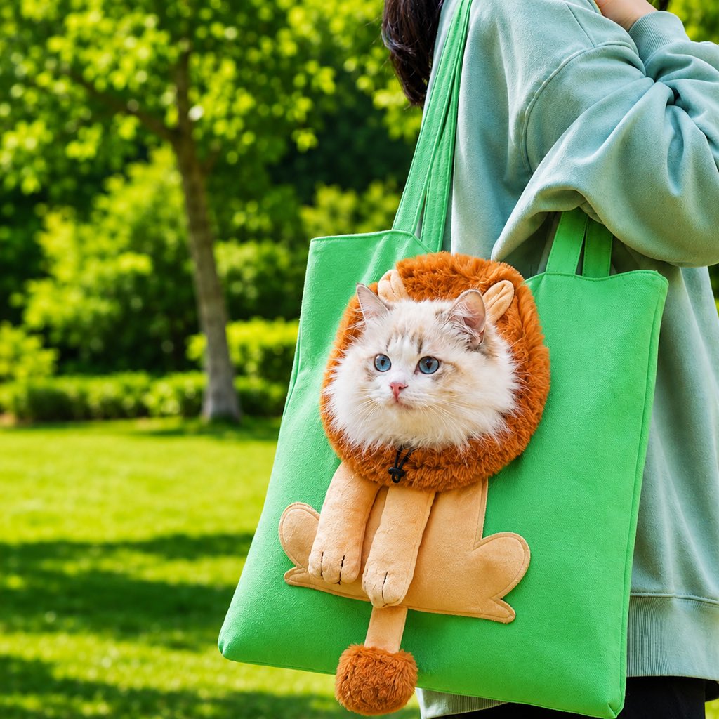 Head-Out Cat Carrier Tote for Walks & Vet Visits - Lightweight Canvas Pet Bag for Cats & Small Dogs