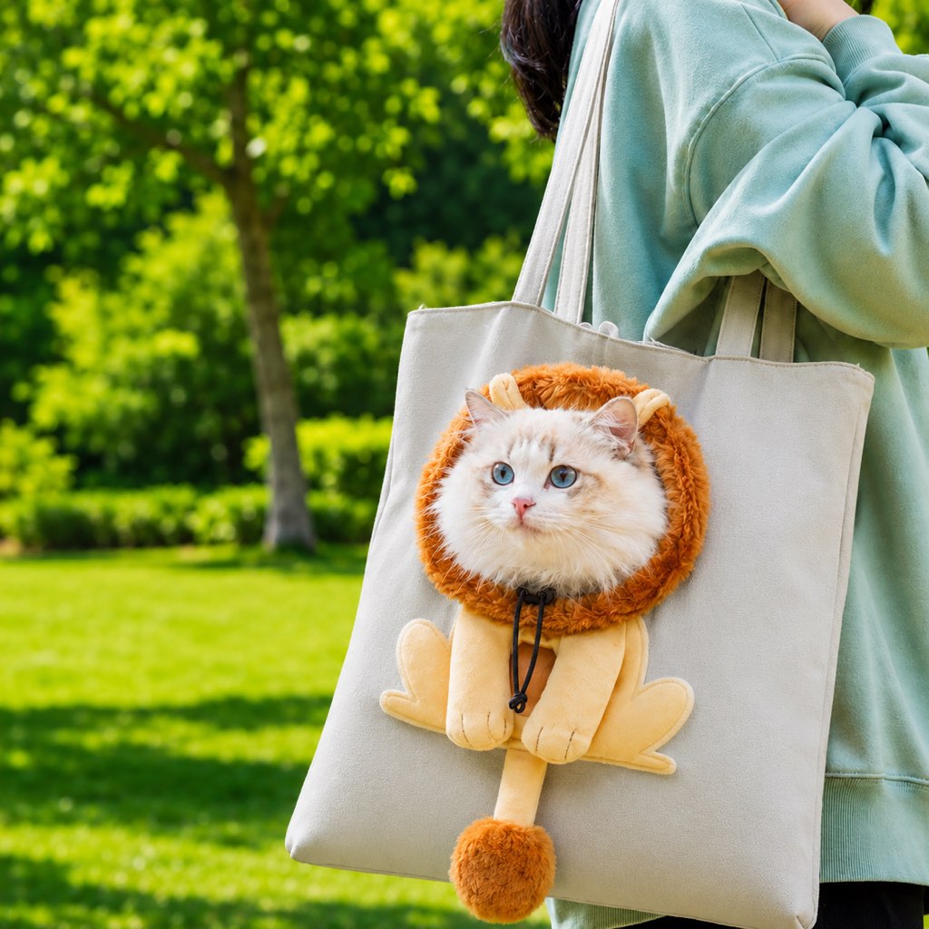 Head-Out Cat Carrier Tote for Walks & Vet Visits - Lightweight Canvas Pet Bag for Cats & Small Dogs