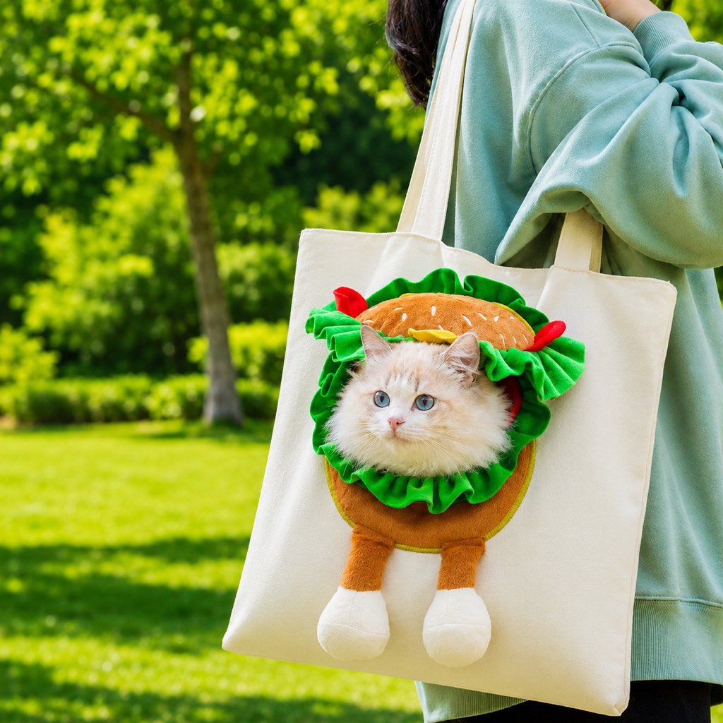 Head-Out Cat Carrier Tote for Walks & Vet Visits - Lightweight Canvas Pet Bag for Cats & Small Dogs