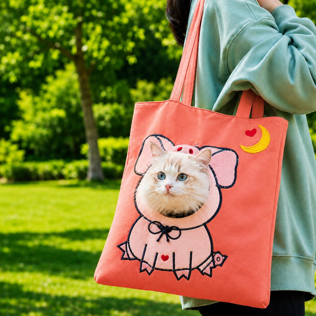 Head-Out Cat Carrier Tote for Walks & Vet Visits - Lightweight Canvas Pet Bag for Cats & Small Dogs