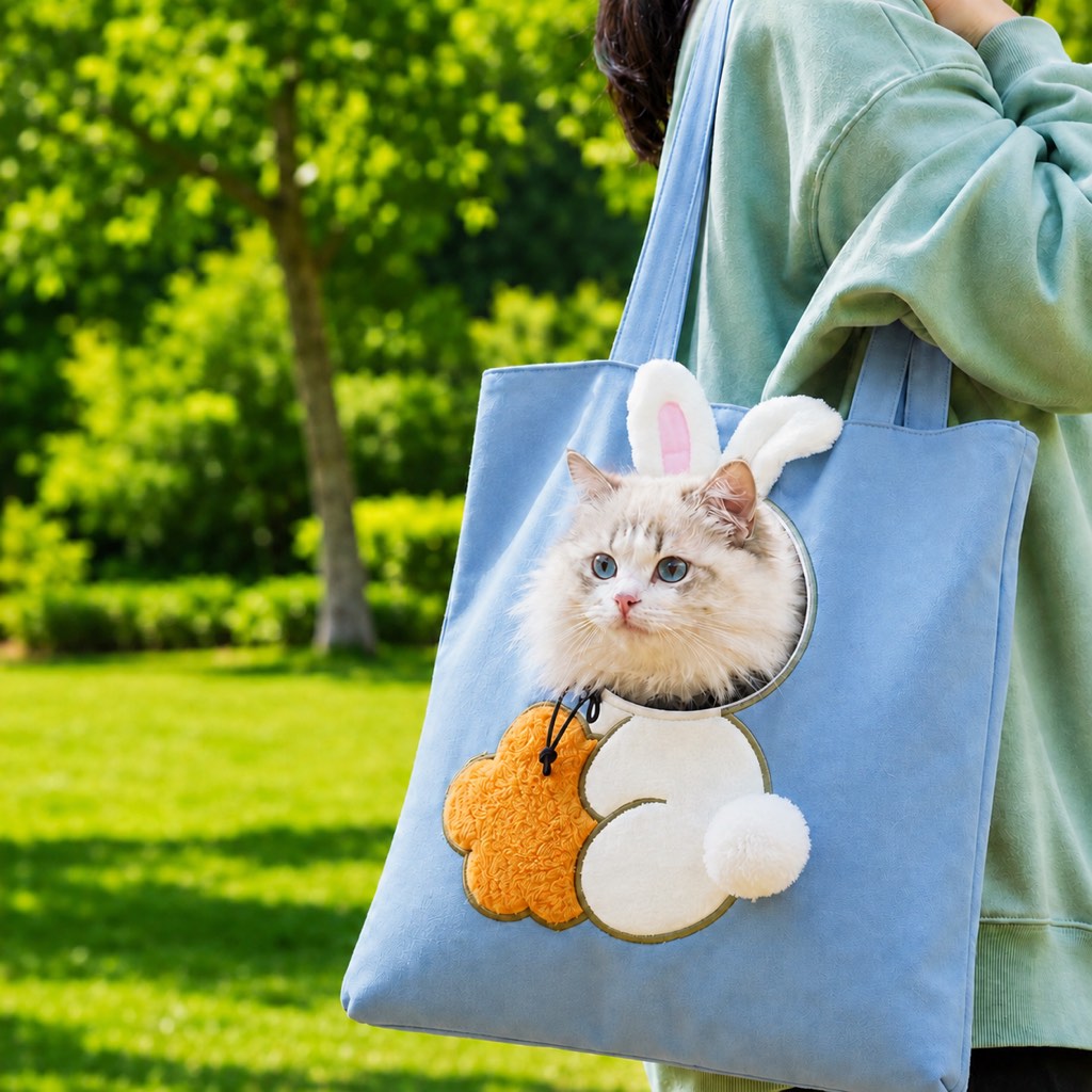 Head-Out Cat Carrier Tote for Walks & Vet Visits - Lightweight Canvas Pet Bag for Cats & Small Dogs