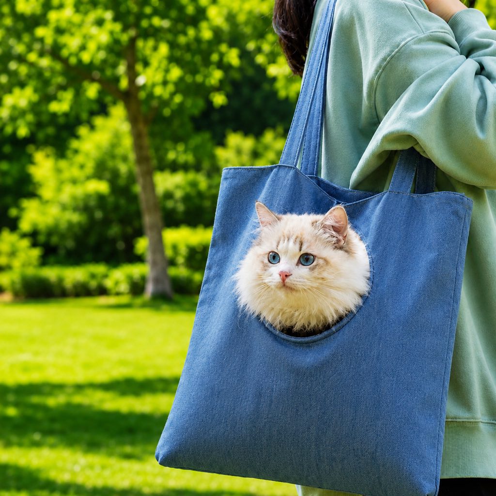 Head-Out Cat Carrier Tote for Walks & Vet Visits - Lightweight Canvas Pet Bag for Cats & Small Dogs