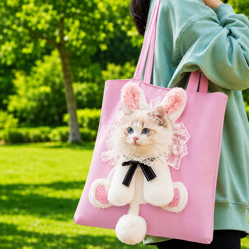 Head-Out Cat Carrier Tote for Walks & Vet Visits - Lightweight Canvas Pet Bag for Cats & Small Dogs