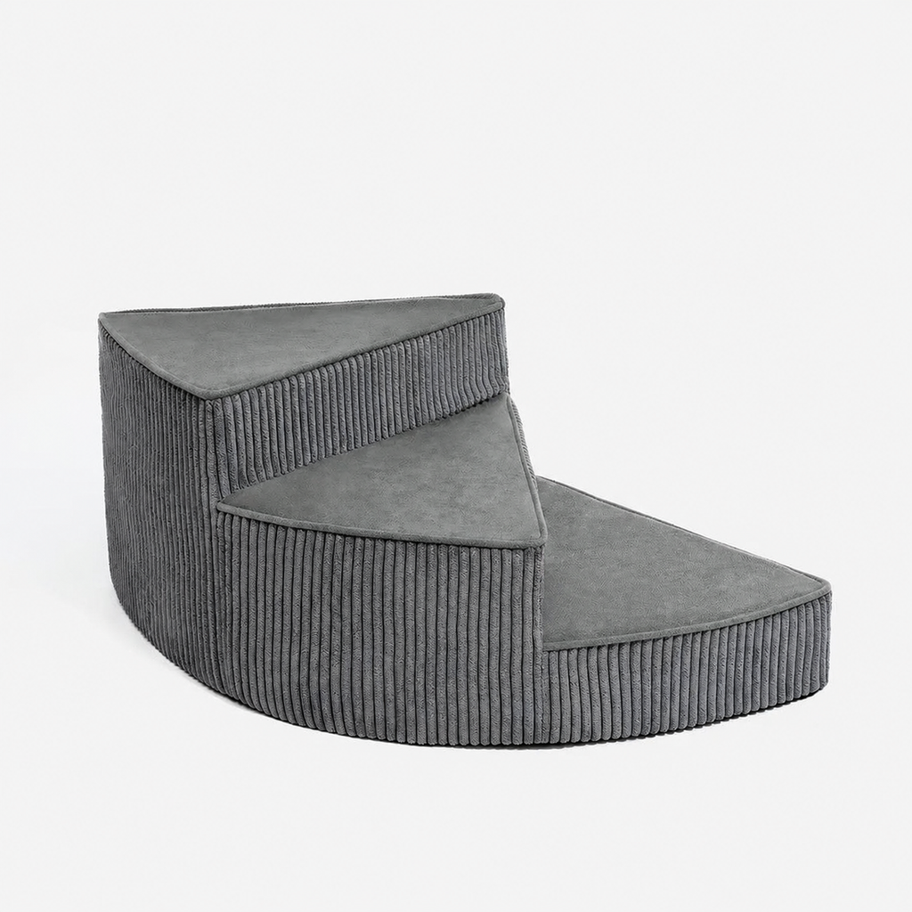 Spiral Dog Stairs for Bed – Corduroy Corner Steps That Hug the Furniture