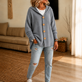 Wearbella – Hooded Waffle-Knit Button-Front Cardigan
