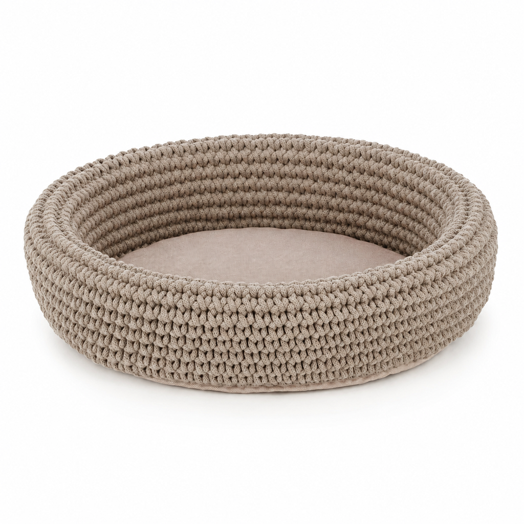 Cat Bed with Soft Cushion Base | Hand-Woven Design for Cozy Comfort