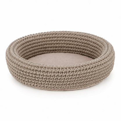 Cat Bed with Soft Cushion Base | Hand-Woven Design for Cozy Comfort