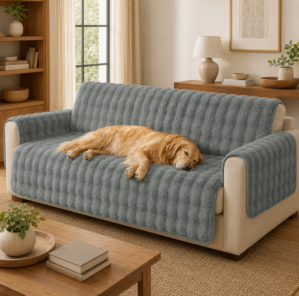Water-Resistant Couch Cover for Dogs – Non-Slip Plush Sofa Protector