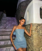 Sequin Denim Two-Piece Set